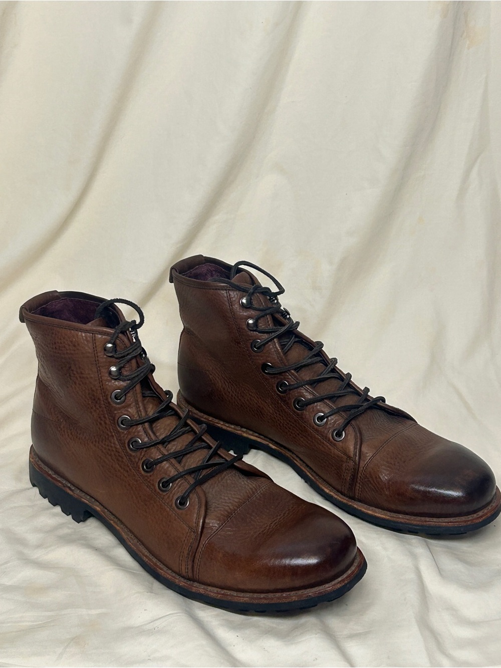 Blackstone Men's Brown Leather Lace-Up Ankle Combat Boot US size 16 EU 50